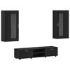 vidaXL TV Cabinet Set with Drawer FLORIN 3 pcs Black Engineered Wood