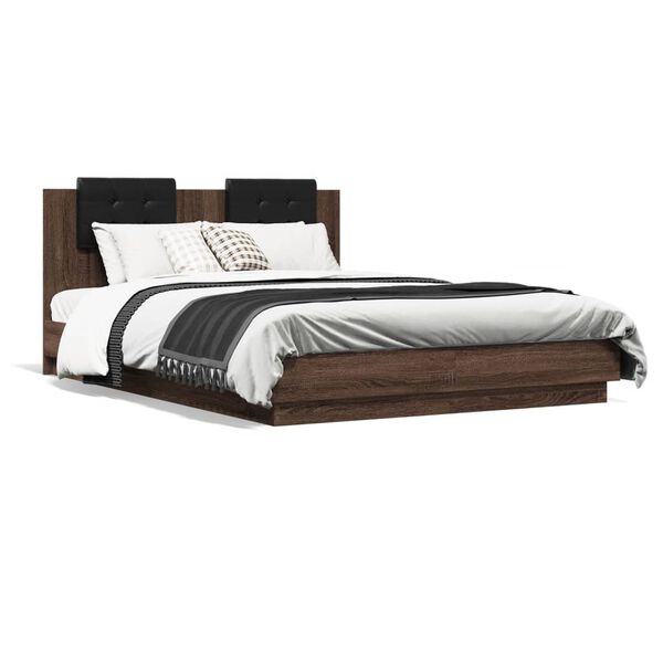 vidaXL Bed Frame without Mattress Brown Oak 150x200 cm King Size