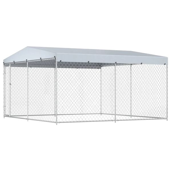 vidaXL Outdoor Dog Kennel with Roof 382x382x225 cm