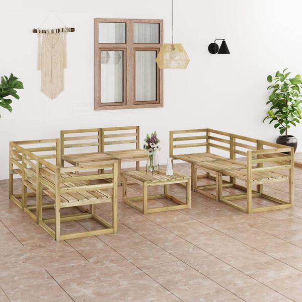 vidaXL 9 Piece Garden Lounge Set Green Impregnated Pinewood