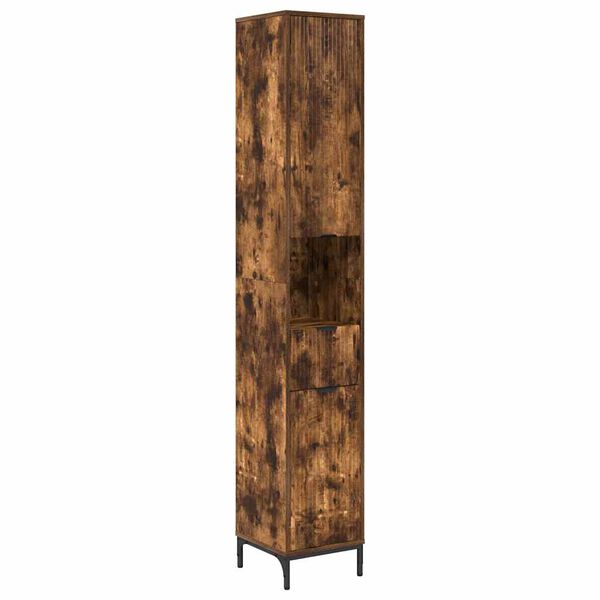 vidaXL Bathroom Cabinet with Drawer Smoked Oak 31.5 x 33 x 190 cm