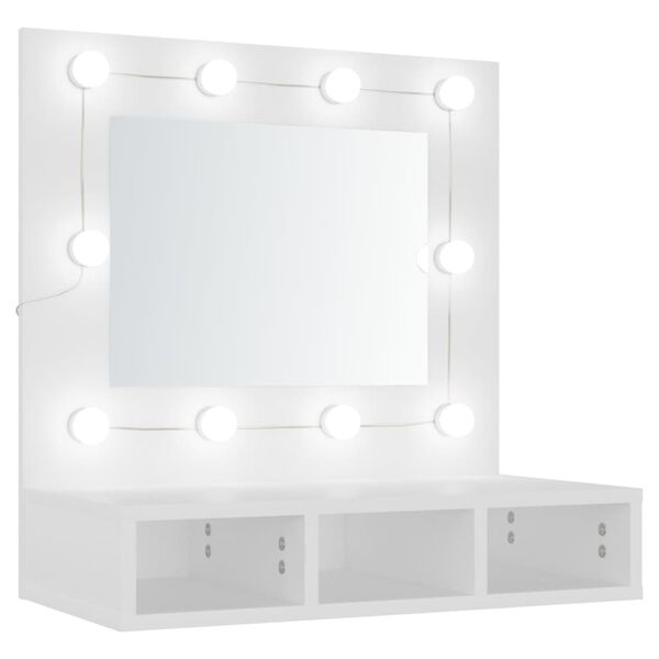 vidaXL Mirror Cabinet with LED White 60x31.5x62 cm