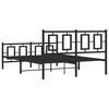 vidaXL Metal Bed Frame without Mattress with Footboard Black 135x190cm