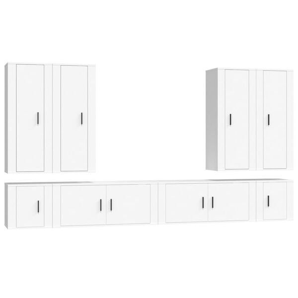 vidaXL 8 Piece TV Cabinet Set White Engineered Wood