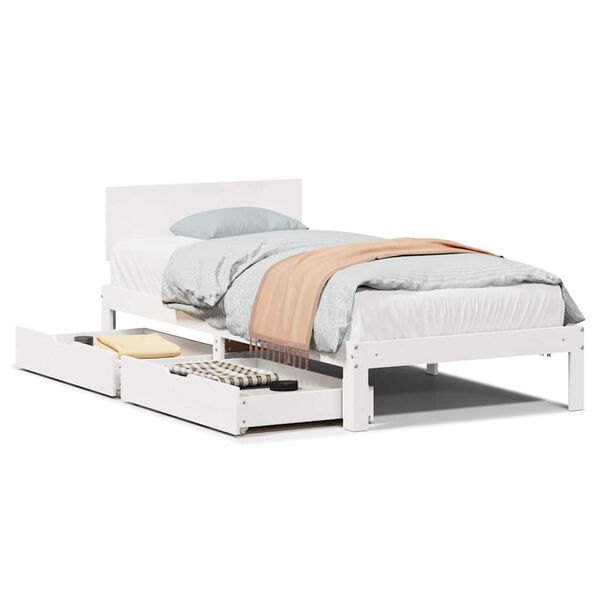 vidaXL Bed Frame with Drawers without Mattress White 100x200 cm