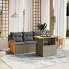 vidaXL 5 Piece Garden Sofa Set with Cushions Grey Poly Rattan