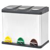 vidaXL Recycling Pedal Bin Garbage Trash Bin Stainless Steel 24 L