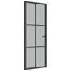 vidaXL Interior Door 76x201.5 cm Black Matt Glass and Aluminium