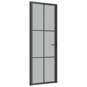 vidaXL Interior Door 76x201.5 cm Black Matt Glass and Aluminium