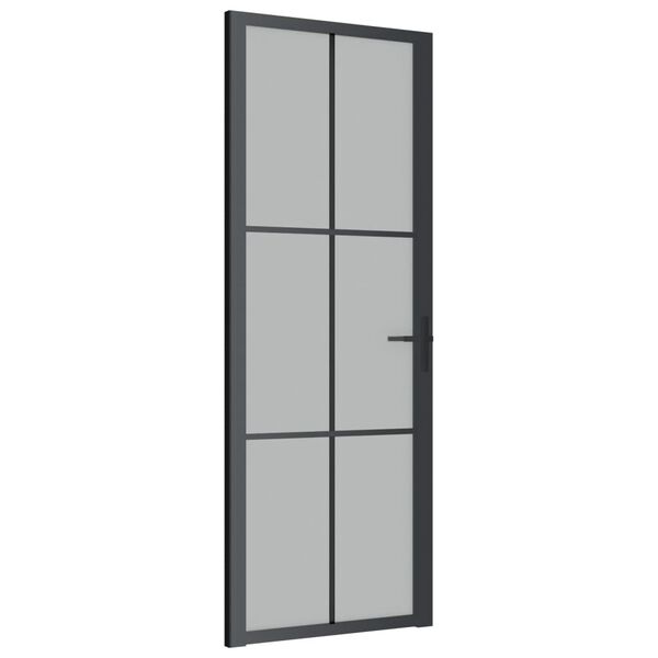 vidaXL Interior Door 76x201.5 cm Black Matt Glass and Aluminium