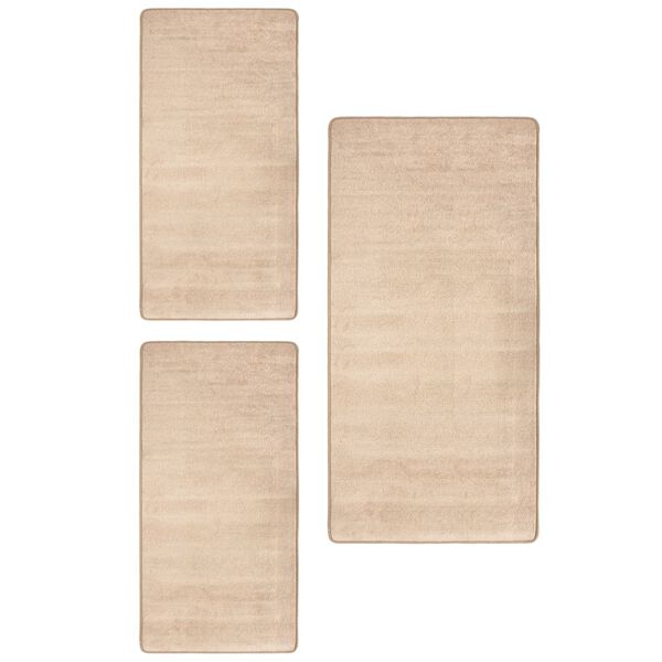 vidaXL Bed Carpets Shaggy High Pile 3 pcs Beige