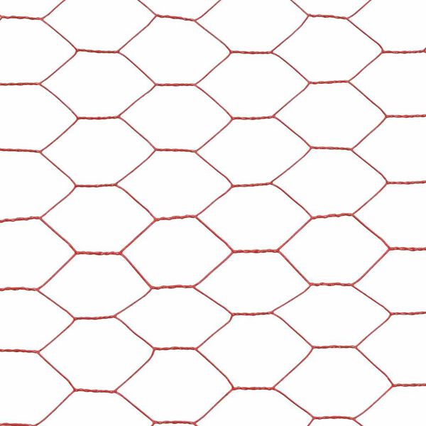 vidaXL Chicken Wire Fence Steel with PVC Coating 25x1 m Red
