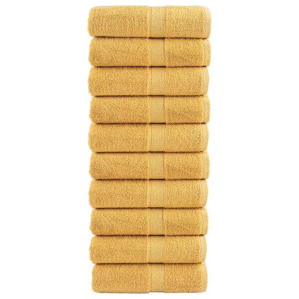 vidaXL Premium Guest Towels "SOLUND" 10 pcs Gold 30x50 cm 600 gsm