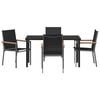 vidaXL Garden Dining Set 5 pcs Black Powder-coated Steel