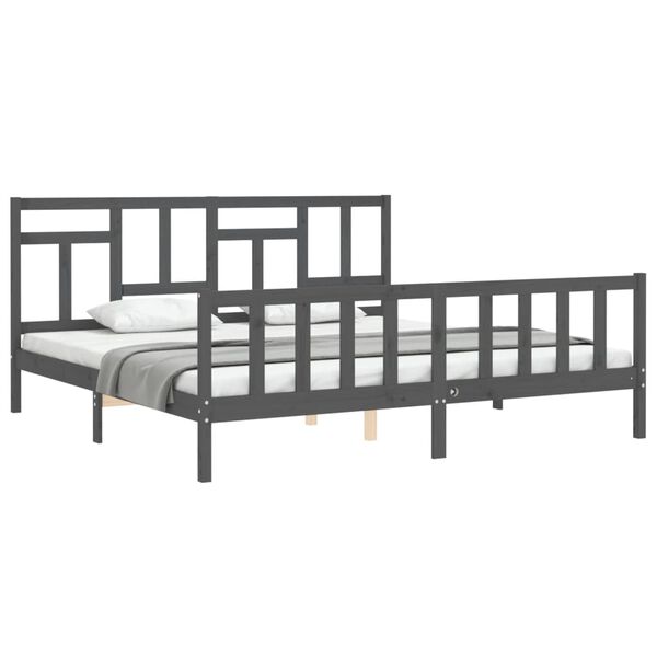vidaXL Bed Frame without Mattress Grey 200x200 cm Solid Wood Pine