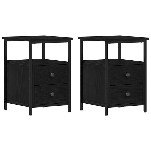 vidaXL Bedside Cabinets 2 pcs Black Oak 34x35.5x50 cm Engineered Wood