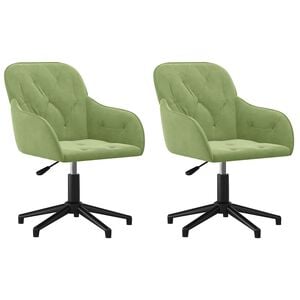 vidaXL Swivel Dining Chairs 2 pcs Light Green Velvet