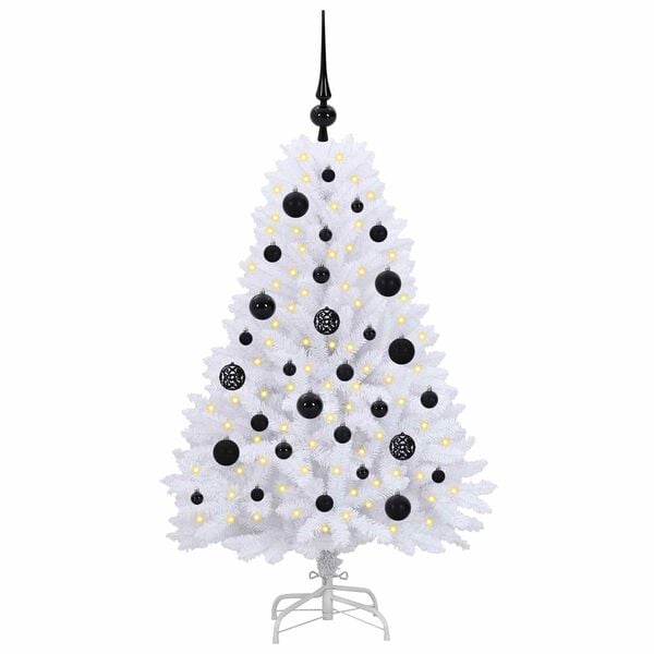 vidaXL Artificial Hinged Christmas Tree White 120 cm PVC and Steel