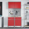 vidaXL Work Cabinet with Drawer 5 pcs Red Engineered Wood and Steel