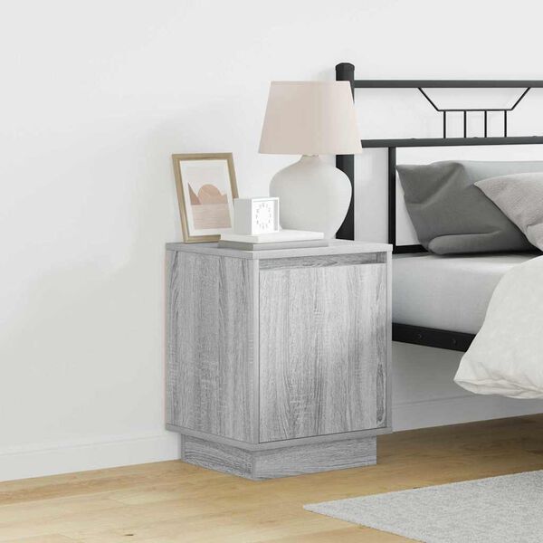 vidaXL Bedside Cabinet 2 pcs Grey 39 x 34.5 x 50 cm Engineered wood