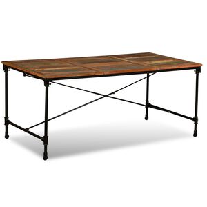 vidaXL Dining Table | Multicolour | Solid reclaimed wood and powder-coated steel
