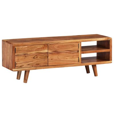 vidaXL TV Cabinet Solid Acacia Wood with Carved Doors 117x30x40 cm