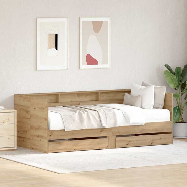 vidaXL Daybed with Headboard Artisan Oak 90 x 190 cm Engineered Wood
