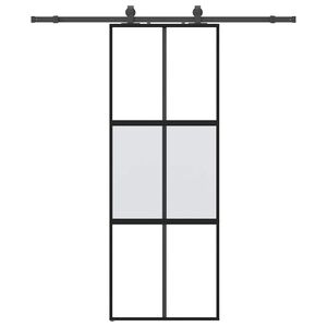 vidaXL Sliding Door with Hardware Set Black 76x205 cm Tempered Glass