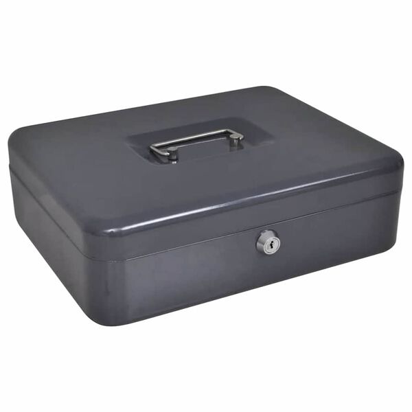 vidaXL Cash Box with Lock Black 30 x 24 x 9 cm Steel