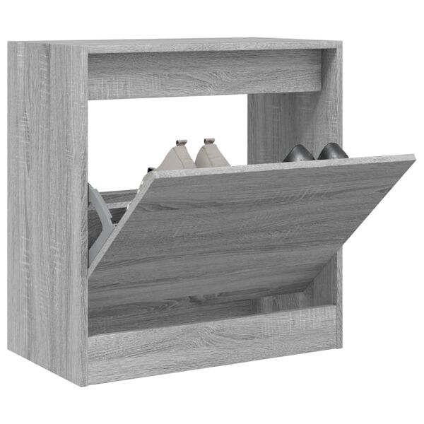 vidaXL Shoe Cabinet Grey Sonoma 60x34x63.5 cm Engineered Wood