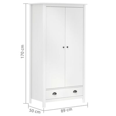 vidaXL 2-Door Wardrobe Hill White 89x50x170 cm Solid Pine Wood