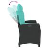 vidaXL Reclining Garden Bench with Cushions Black Poly Rattan