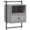 vidaXL Bedside Cabinet Wall-mounted Grey Sonoma 40x30x61 cm Engineered Wood