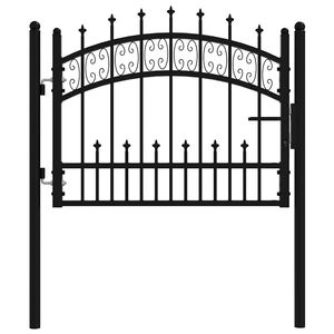 vidaXL Fence Gate "KAMPEN" with Spear Top Black 103x75 cm Steel