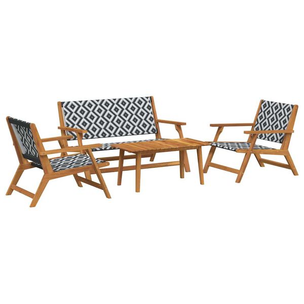 vidaXL Garden Chairs with Table 4 pcs Black 90 x 45 x 40 cm