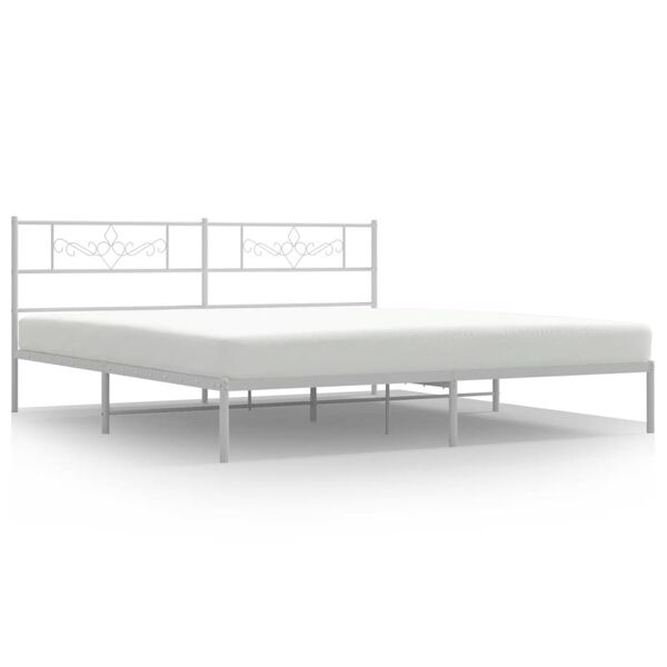 vidaXL Metal Bed Frame without Mattress with Headboard White 200x200cm