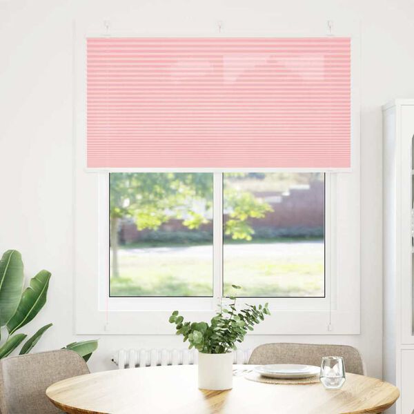 vidaXL Pleated Blind Pink 120x150 cm Fabric Width 119.4 cm Polyester