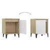 vidaXL Bed Cabinets Metal Legs Sonoma Oak and White 40x30x50 cm