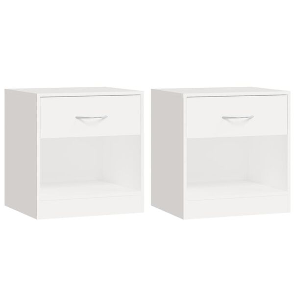 vidaXL Nightstand 2 pcs with Drawer White