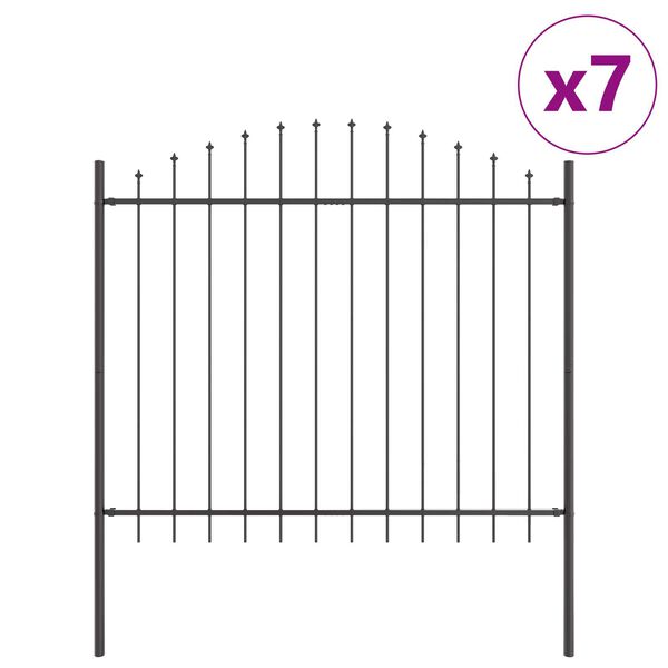 vidaXL Garden Fence 7 pcs Grey 170 x 190 cm Powder-Coated Steel