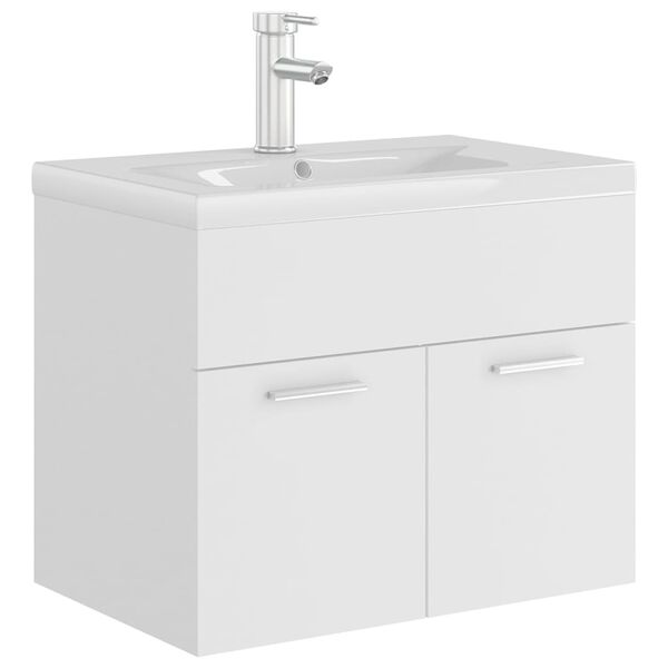 vidaXL Sink Cabinet with Built-in Basin White Engineered Wood