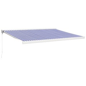 vidaXL Retractable Awning Blue and White with White Frame 4 x 3 m
