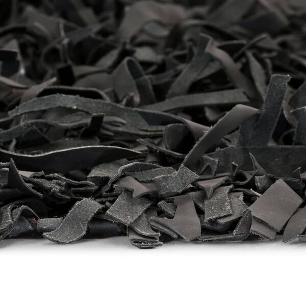 vidaXL Shaggy Rug Genuine Leather 80x160 cm Grey