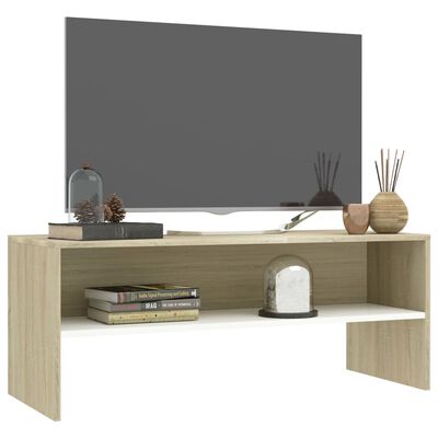 vidaXL TV Cabinet White and Sonoma Oak 100x40x40 cm Engineered Wood