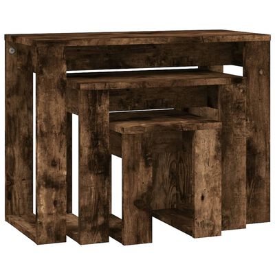 vidaXL Nesting Tables 3 pcs Smoked Oak Engineered Wood