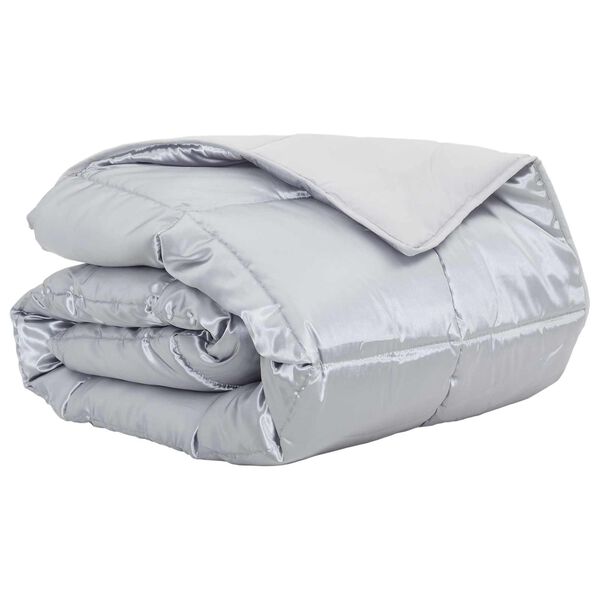 vidaXL Summer Duvet Silver 240 x 260 cm Satin and Microfiber