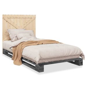 vidaXL Bed Frame without Mattress Grey 100x200 cm Solid Wood Pine