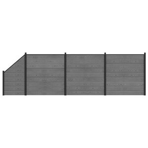 vidaXL Fence Set 619 x 186 cm WPC and Aluminium Grey