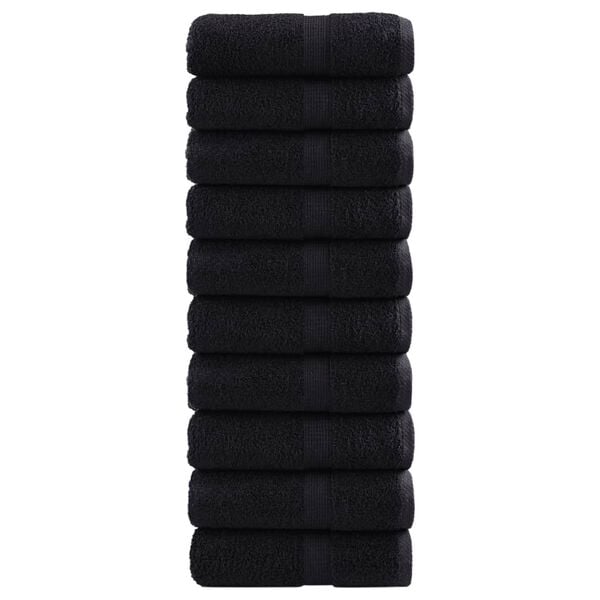 vidaXL Premium Wash Towels SOLUND 10 pcs Black 30x30 cm 600 gsm