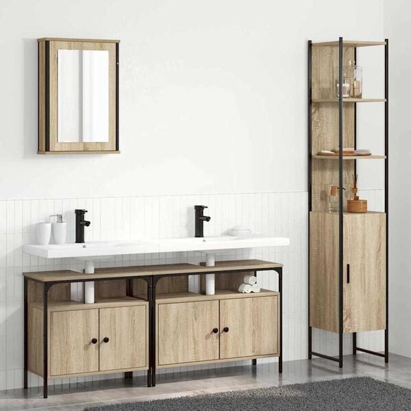 vidaXL Bathroom Furniture Set 4 pcs Sonoma Oak Engineered Wood